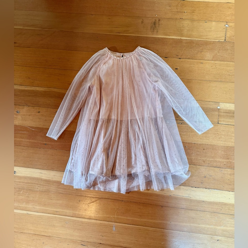Stella McCartney Tulle Sheer Glitter Pink Dress Girls Size 5 Years
